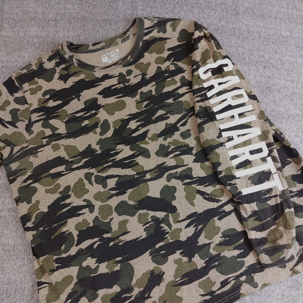 Carhartt Loose Fit Camo Crewneck T-Shirt Women's XXL (20) Long Sleeve 105081 N15